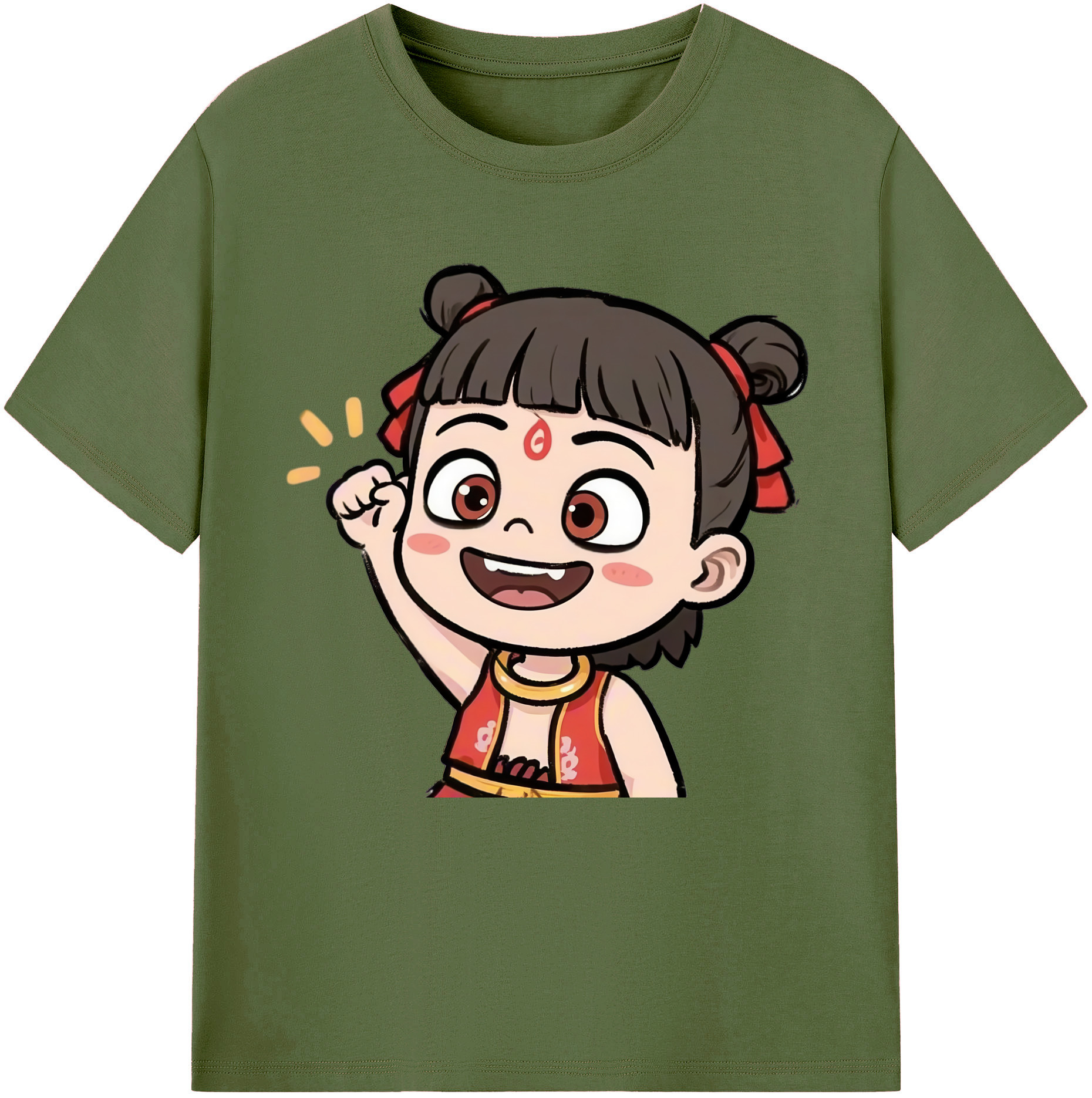 （画像用） Ne Zha 2 ナタ 魔童の大暴れ 綿100％半袖Tシャツ（フロントプリント）
